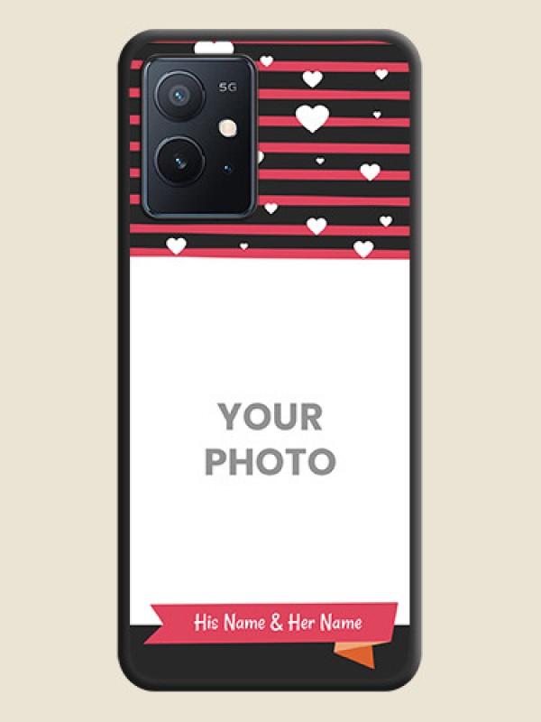 Custom White Color Love Symbols with Pink Lines Pattern on Space Black Custom Soft Matte Phone Cases - iQOO Z6 5G - alternate view