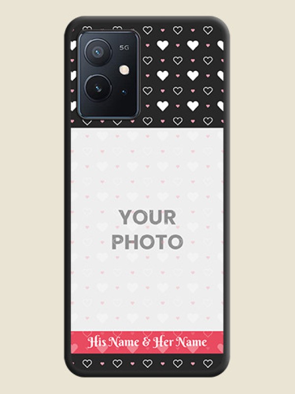 Custom White Color Love Symbols with Text Design on Photo on Space Black Soft Matte Phone Cover - iQOO Z6 5G - alternate view