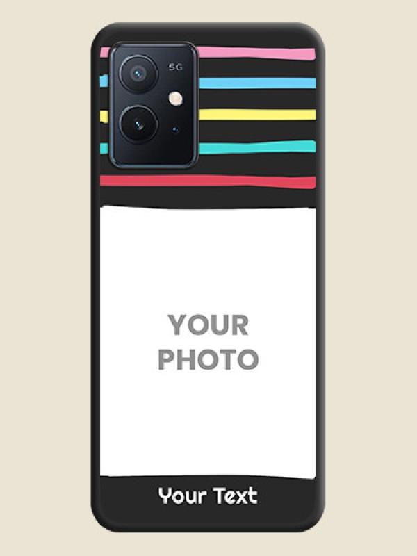 Custom Multicolor Lines with Image on Space Black Personalized Soft Matte Phone Covers - iQOO Z6 5G - alternate view