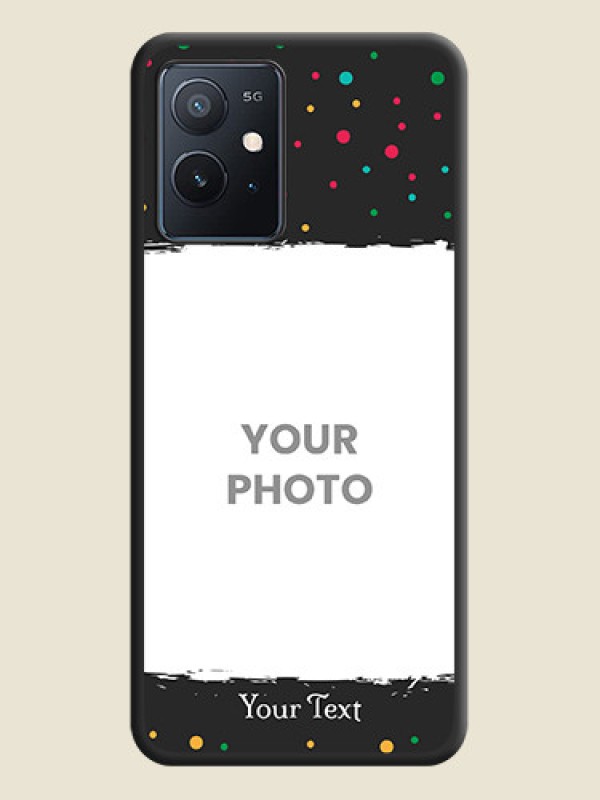 Custom Multicolor Dotted Pattern with Text on Space Black Custom Soft Matte Phone Back Cover - iQOO Z6 5G - alternate view