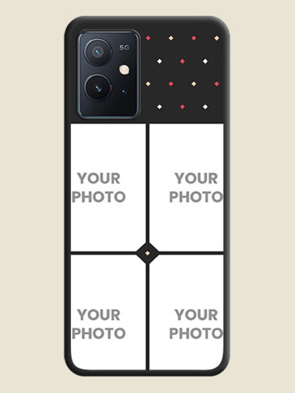 Custom Multicolor Dotted Pattern with 4 Image Holder on Space Black Custom Soft Matte Phone Cases - iQOO Z6 5G - alternate view