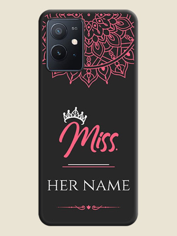 Custom Mrs Name with Floral Design on Space Black Personalized Soft Matte Phone Covers - iQOO Z6 5G - alternate view