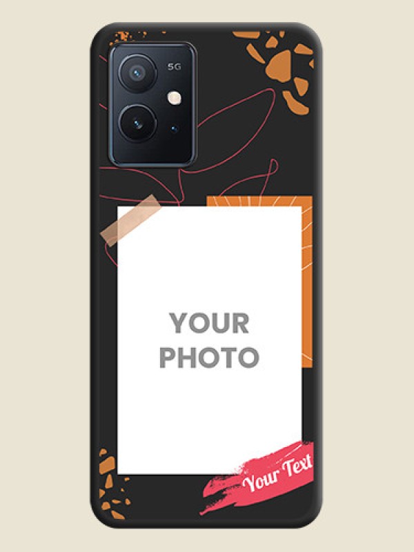 Custom Orange Photo Frame on Space Black Custom Soft Matte Phone Back Cover - iQOO Z6 5G - alternate view