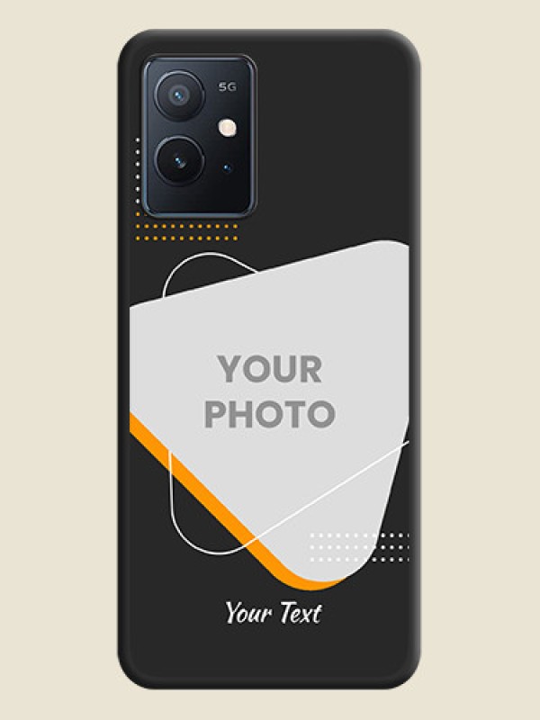 Custom Yellow Triangle on Photo on Space Black Soft Matte Phone Cover - iQOO Z6 5G - alternate view