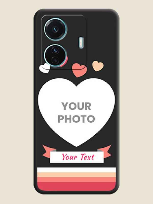 Custom Love Shaped Photo with Colorful Stripes on Personalised Space Black Soft Matte Cases - iQOO Z6 Pro 5G - alternate view