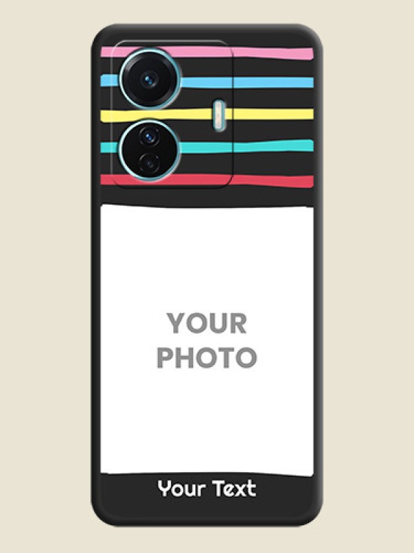 Custom Multicolor Lines with Image on Space Black Personalized Soft Matte Phone Covers - iQOO Z6 Pro 5G - alternate view