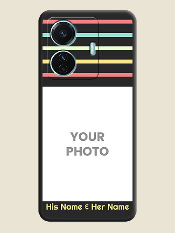 Custom Color Stripes with Photo and Text on Photo on Space Black Soft Matte Mobile Case - iQOO Z6 Pro 5G - alternate view