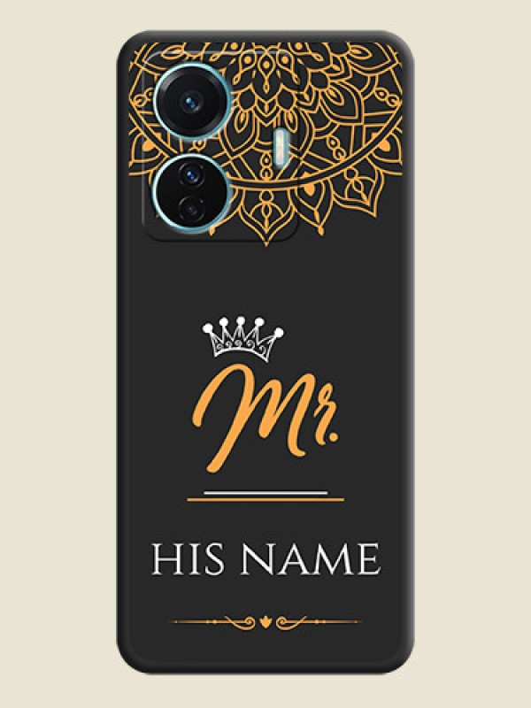 Custom Mr Name with Floral Design  on Personalised Space Black Soft Matte Cases - iQOO Z6 Pro 5G - alternate view