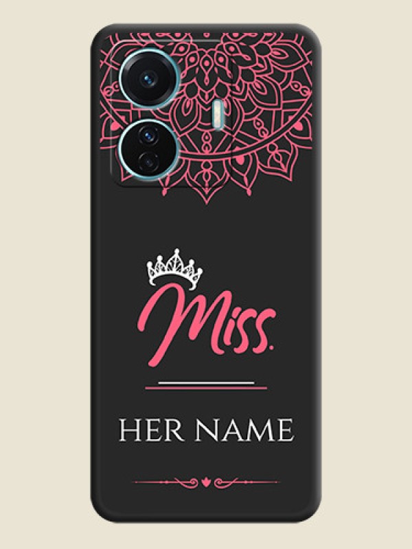 Custom Mrs Name with Floral Design on Space Black Personalized Soft Matte Phone Covers - iQOO Z6 Pro 5G - alternate view