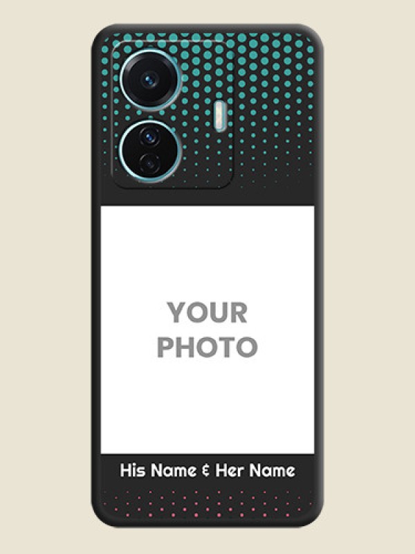 Custom Faded Dots with Grunge Photo Frame and Text on Space Black Custom Soft Matte Phone Cases - iQOO Z6 Pro 5G - alternate view