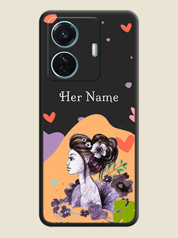Custom Namecase For Her With Fancy Lady Image On Space Black Personalized Soft Matte Phone Covers -Iqoo Z6 Pro 5G - alternate view