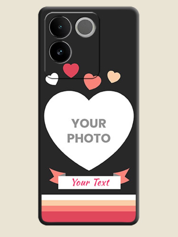 Custom Love Shaped Photo with Colorful Stripes on Personalised Space Black Soft Matte Cases - iQOO Z7 Pro 5G - alternate view