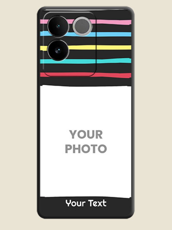 Custom Multicolor Lines with Image on Space Black Personalized Soft Matte Phone Covers - iQOO Z7 Pro 5G - alternate view