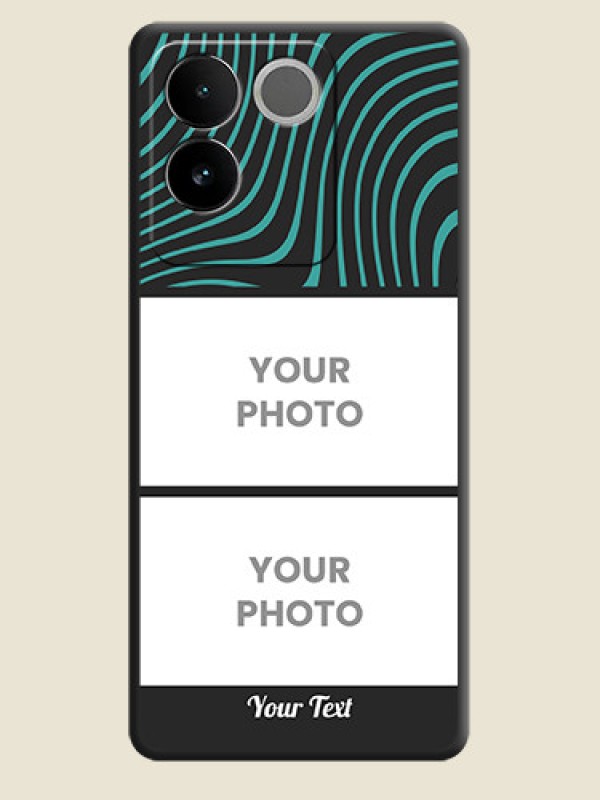 Custom Wave Pattern with 2 Image Holder on Space Black Personalized Soft Matte Phone Covers - iQOO Z7 Pro 5G - alternate view