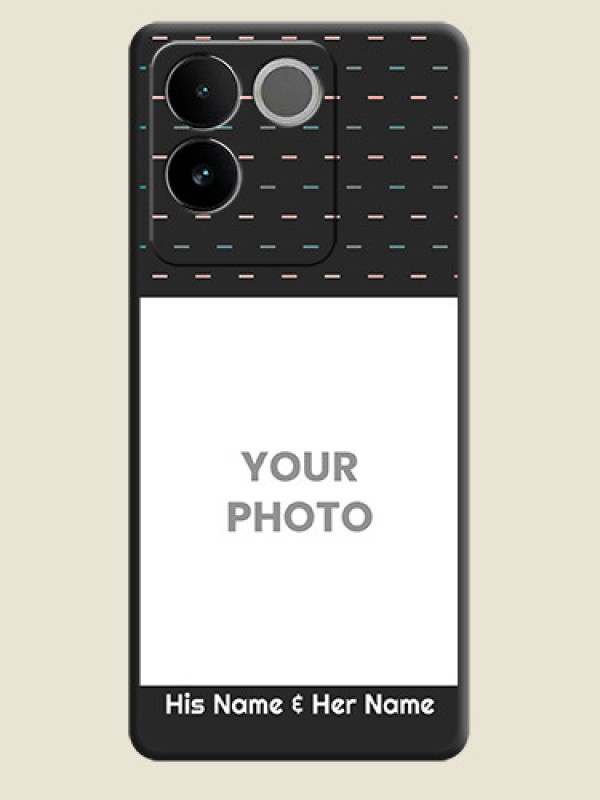 Custom Line Pattern Design with Text on Space Black Custom Soft Matte Phone Back Cover - iQOO Z7 Pro 5G - alternate view