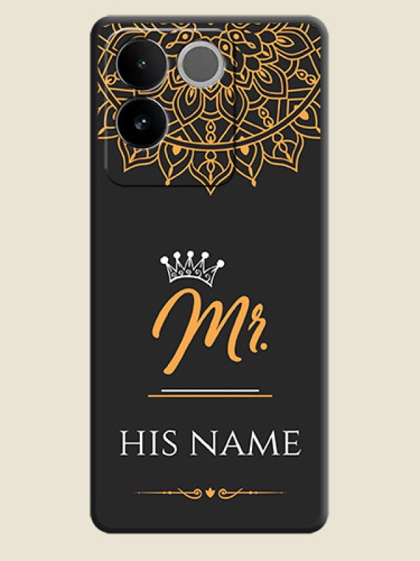 Custom Mr Name with Floral Design on Personalised Space Black Soft Matte Cases - iQOO Z7 Pro 5G - alternate view