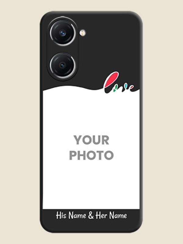 Custom Fall in Love Pattern with Picture on Photo On Space Black Custom Soft Matte Mobile Back Cover - iQOO Z9 Lite 5G - alternate view