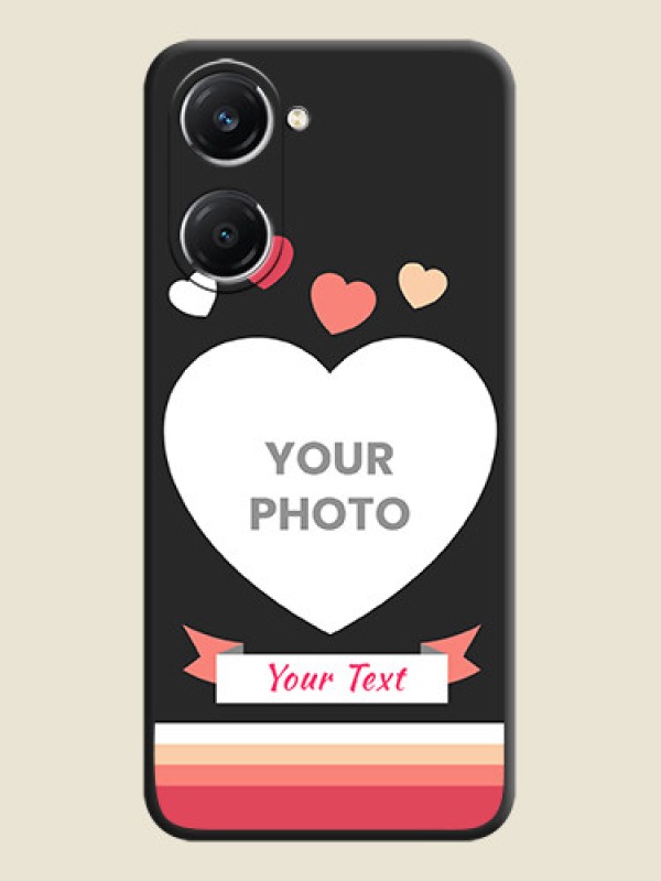 Custom Love Shaped Photo with Colorful Stripes On Space Black Custom Soft Matte Mobile Back Cover - iQOO Z9 Lite 5G - alternate view