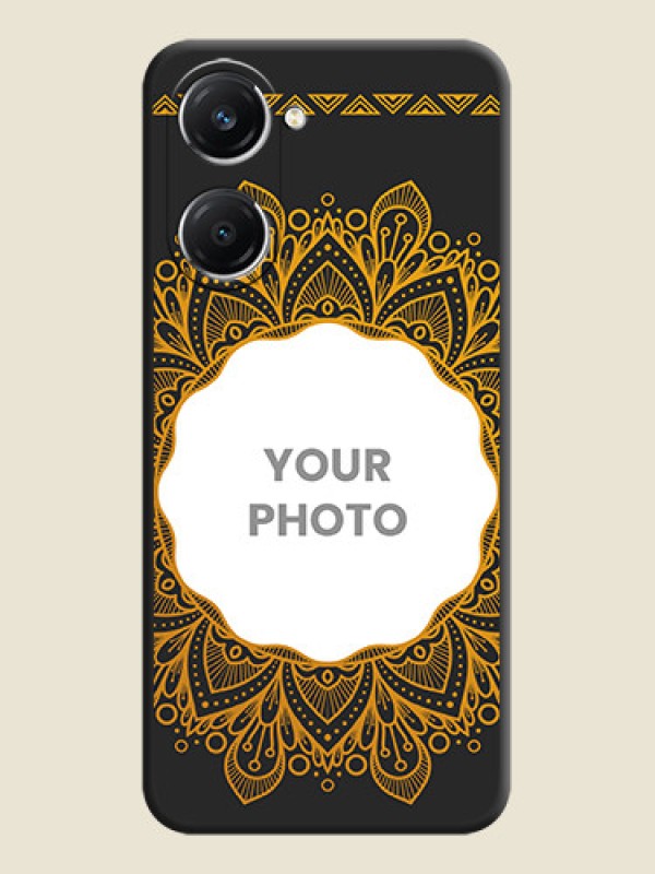 Custom Round Image with Floral Design On Space Black Custom Soft Matte Mobile Back Cover - iQOO Z9 Lite 5G - alternate view