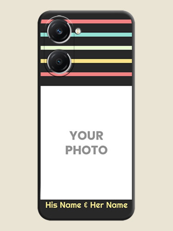 Custom Color Stripes with Photo and Text on Photo On Space Black Custom Soft Matte Mobile Back Cover - iQOO Z9 Lite 5G - alternate view