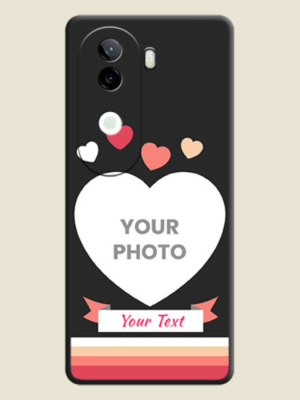 Custom Love Shaped Photo with Colorful Stripes On Space Black Custom Soft Matte Mobile Back Cover - iQOO Z9s 5G - alternate view