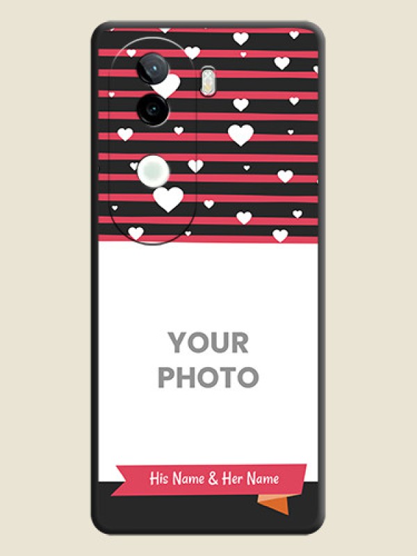 Custom White Color Love Symbols with Pink Lines Pattern On Space Black Custom Soft Matte Mobile Back Cover - iQOO Z9s 5G - alternate view