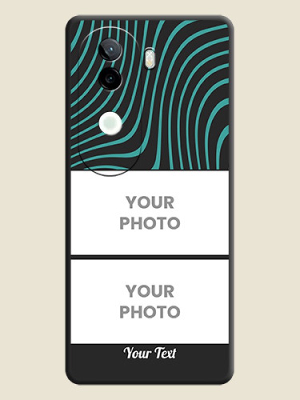 Custom Wave Pattern with 2 Image Holder On Space Black Custom Soft Matte Mobile Back Cover - iQOO Z9s 5G - alternate view