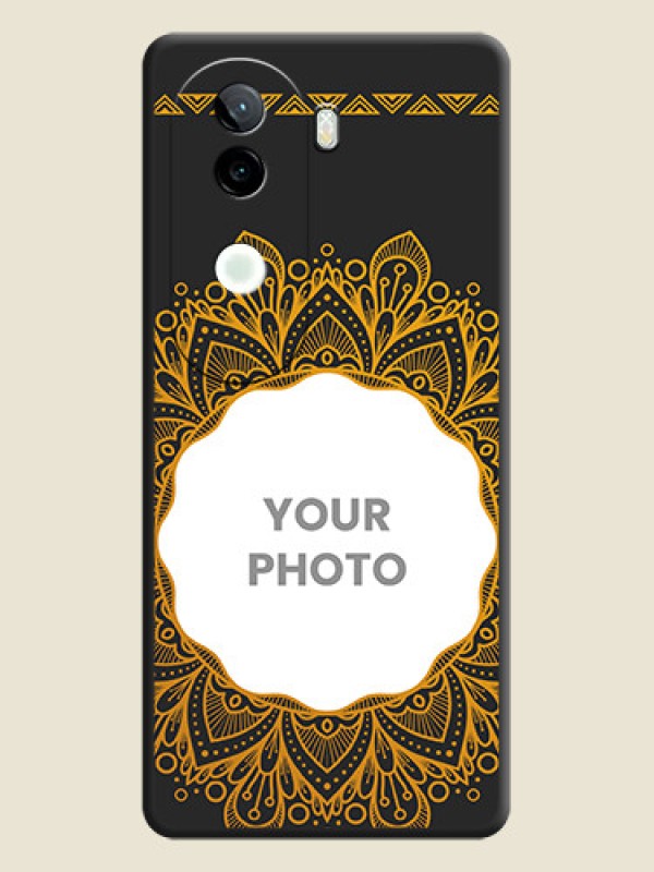 Custom Round Image with Floral Design On Space Black Custom Soft Matte Mobile Back Cover - iQOO Z9s 5G - alternate view