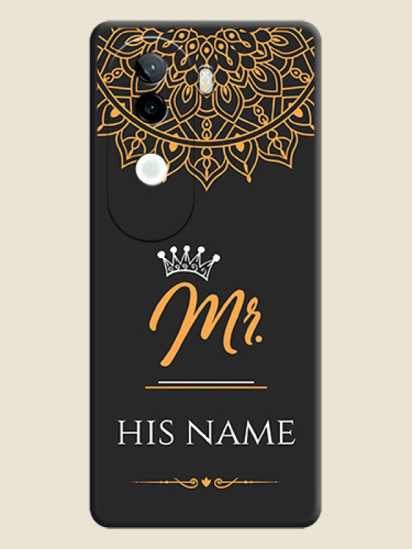 Custom Mr Name with Floral Design On Space Black Custom Soft Matte Mobile Back Cover - iQOO Z9s 5G - alternate view