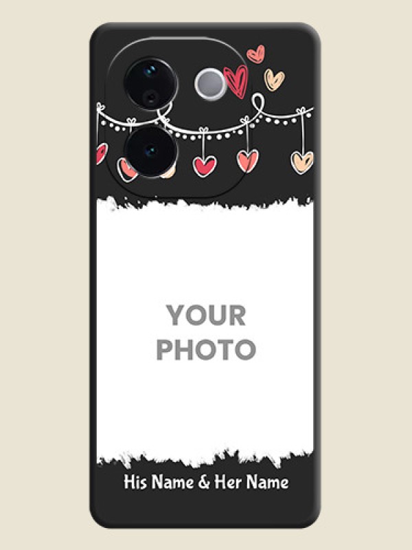 Custom Pink Love Hangings with Name On Space Black Custom Soft Matte Mobile Back Cover - iQOO Z9s Pro 5G - alternate view