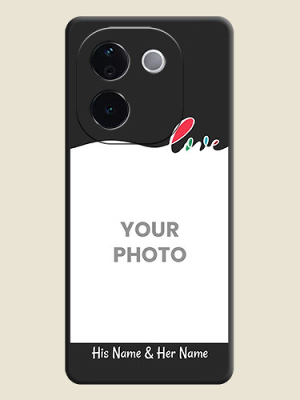 Custom Fall in Love Pattern with Picture on Photo On Space Black Custom Soft Matte Mobile Back Cover - iQOO Z9s Pro 5G - alternate view