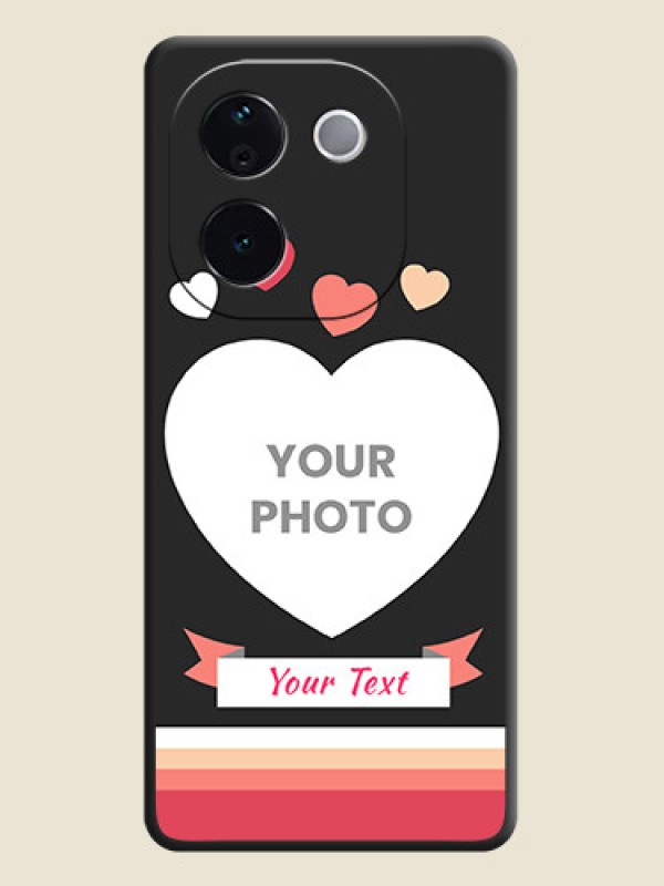 Custom Love Shaped Photo with Colorful Stripes On Space Black Custom Soft Matte Mobile Back Cover - iQOO Z9s Pro 5G - alternate view