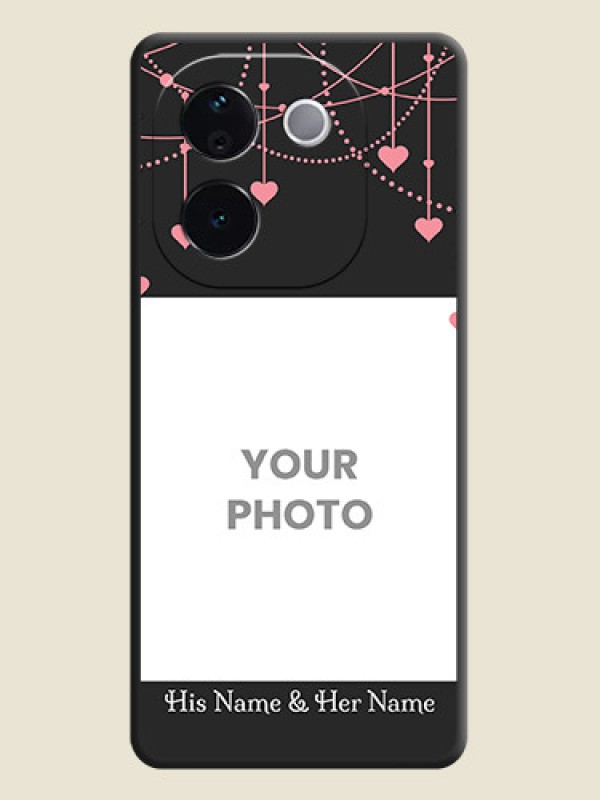 Custom Pink Love Hangings with Text On Space Black Custom Soft Matte Mobile Back Cover - iQOO Z9s Pro 5G - alternate view