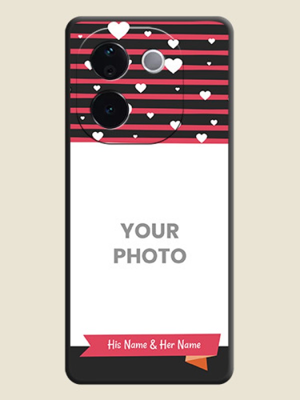 Custom White Color Love Symbols with Pink Lines Pattern On Space Black Custom Soft Matte Mobile Back Cover - iQOO Z9s Pro 5G - alternate view