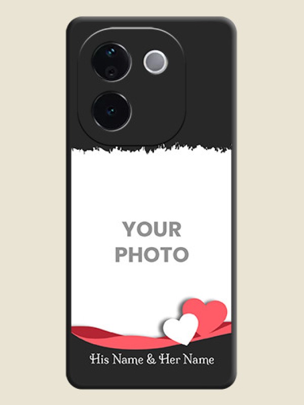 Custom Pin Color Love Shaped Ribbon Design with Text On Space Black Custom Soft Matte Mobile Back Cover - iQOO Z9s Pro 5G - alternate view