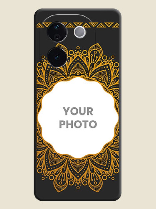 Custom Round Image with Floral Design On Space Black Custom Soft Matte Mobile Back Cover - iQOO Z9s Pro 5G - alternate view