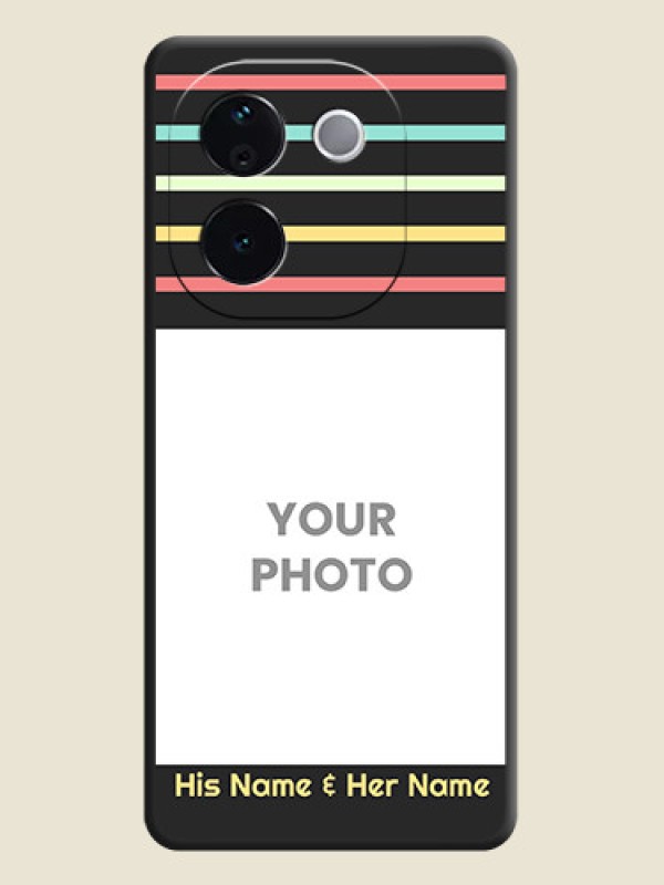 Custom Color Stripes with Photo and Text on Photo On Space Black Custom Soft Matte Mobile Back Cover - iQOO Z9s Pro 5G - alternate view