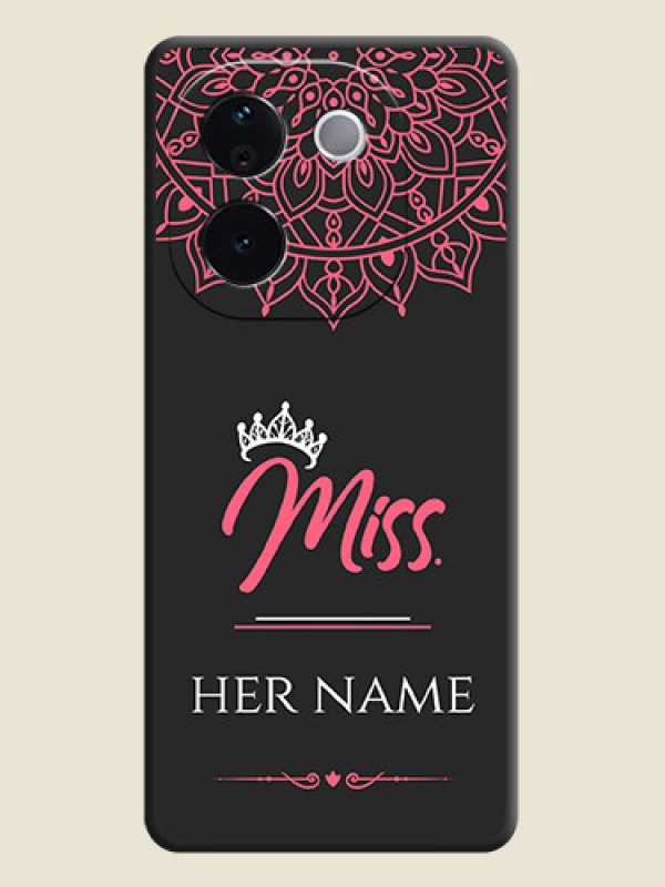 Custom Mrs Name with Floral Design On Space Black Custom Soft Matte Mobile Back Cover - iQOO Z9s Pro 5G - alternate view