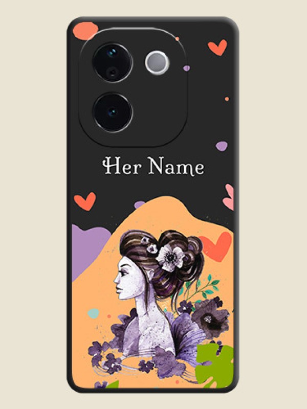 Custom Namecase For Her With Fancy Lady Image On Space Black Custom Soft Matte Mobile Back Cover - iQOO Z9s Pro 5G - alternate view