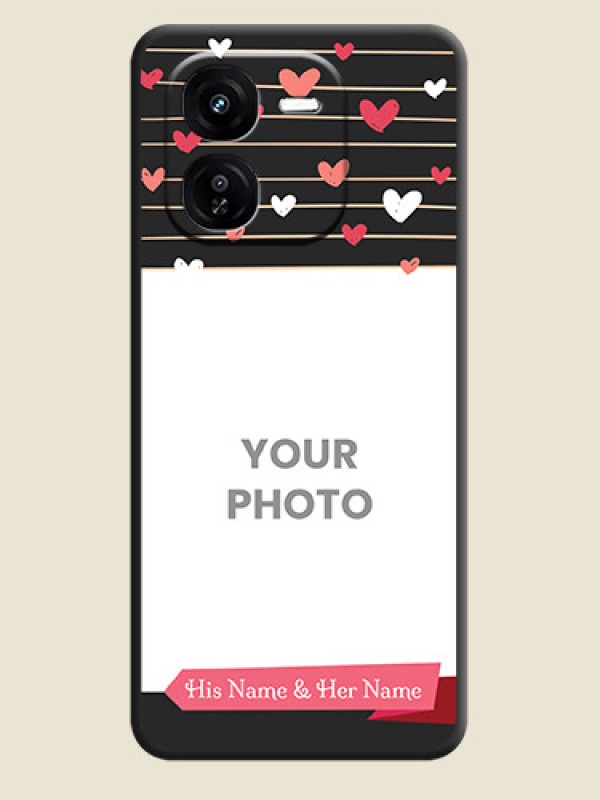 Custom Love Pattern with Name on Pink Ribbon on Photo On Space Black Custom Soft Matte Mobile Back Cover - iQOO Z9X 5G - alternate view