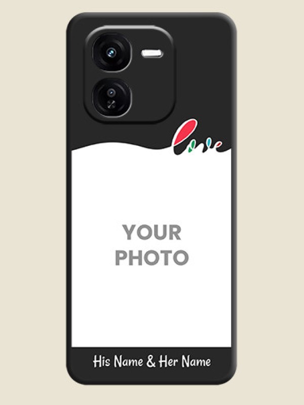 Custom Fall in Love Pattern with Picture on Photo On Space Black Custom Soft Matte Mobile Back Cover - iQOO Z9X 5G - alternate view