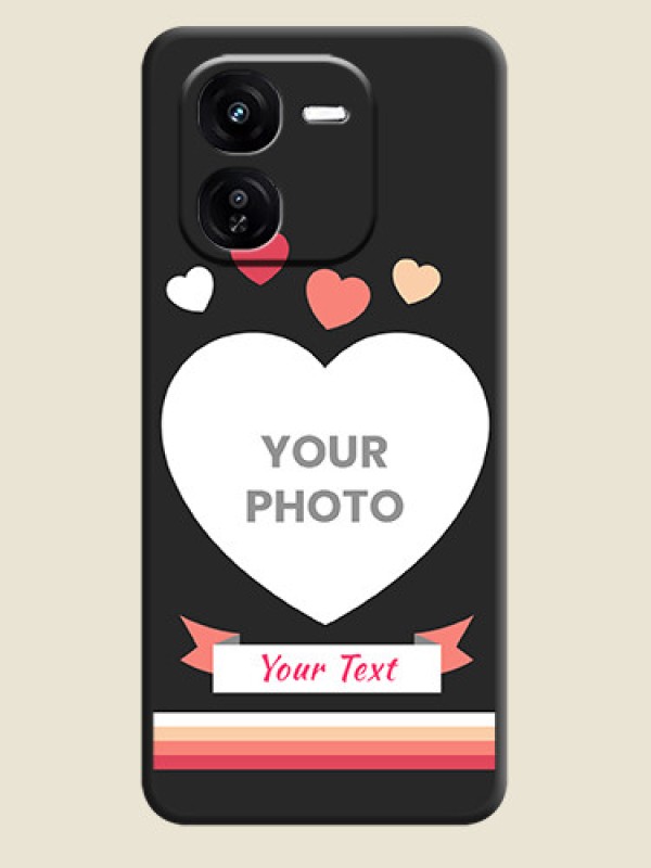 Custom Love Shaped Photo with Colorful Stripes On Space Black Custom Soft Matte Mobile Back Cover - iQOO Z9X 5G - alternate view