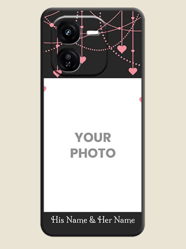 Custom Pink Love Hangings with Text On Space Black Custom Soft Matte Mobile Back Cover - iQOO Z9X 5G - alternate view