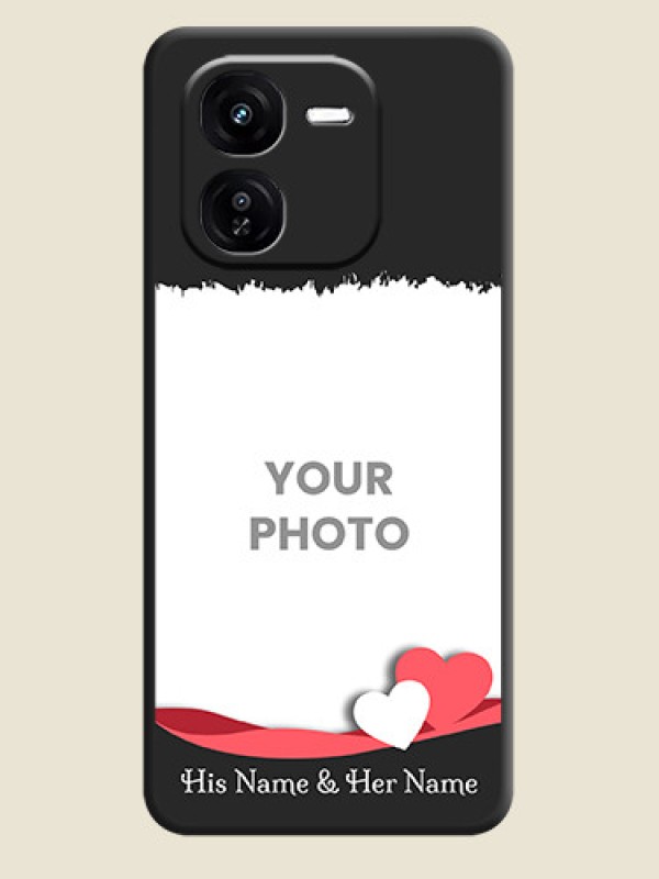 Custom Pin Color Love Shaped Ribbon Design with Text On Space Black Custom Soft Matte Mobile Back Cover - iQOO Z9X 5G - alternate view
