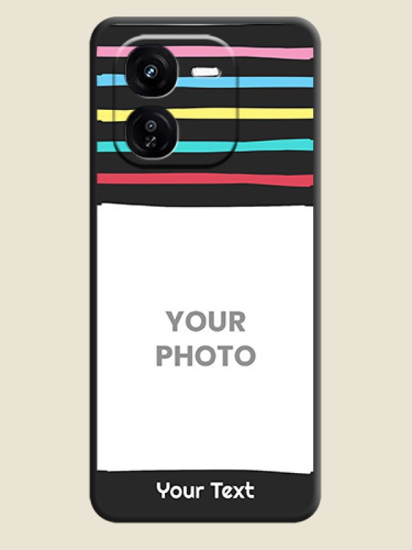 Custom Multicolor Lines with Image On Space Black Custom Soft Matte Mobile Back Cover - iQOO Z9X 5G - alternate view