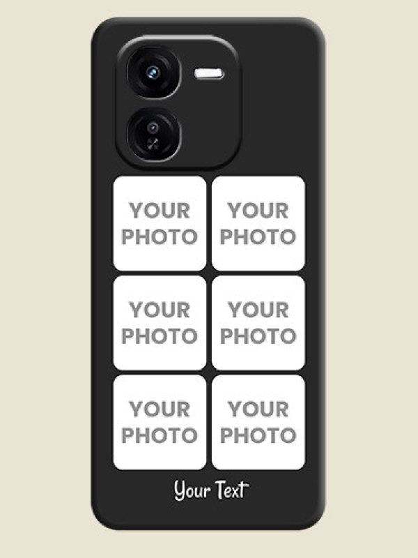 Custom Floral Art with 6 Image Holder on Photo On Space Black Custom Soft Matte Mobile Back Cover - iQOO Z9X 5G - alternate view