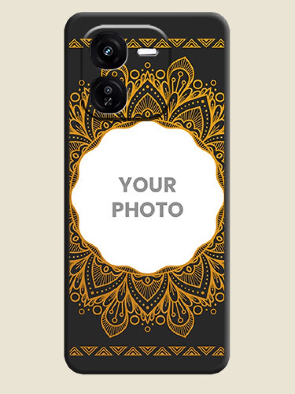 Custom Round Image with Floral Design On Space Black Custom Soft Matte Mobile Back Cover - iQOO Z9X 5G - alternate view