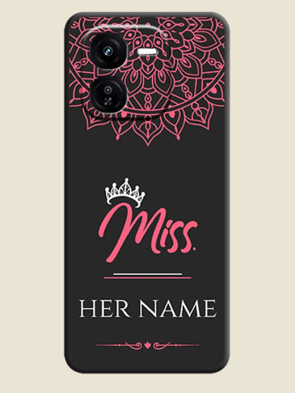 Custom Mrs Name with Floral Design On Space Black Custom Soft Matte Mobile Back Cover - iQOO Z9X 5G - alternate view