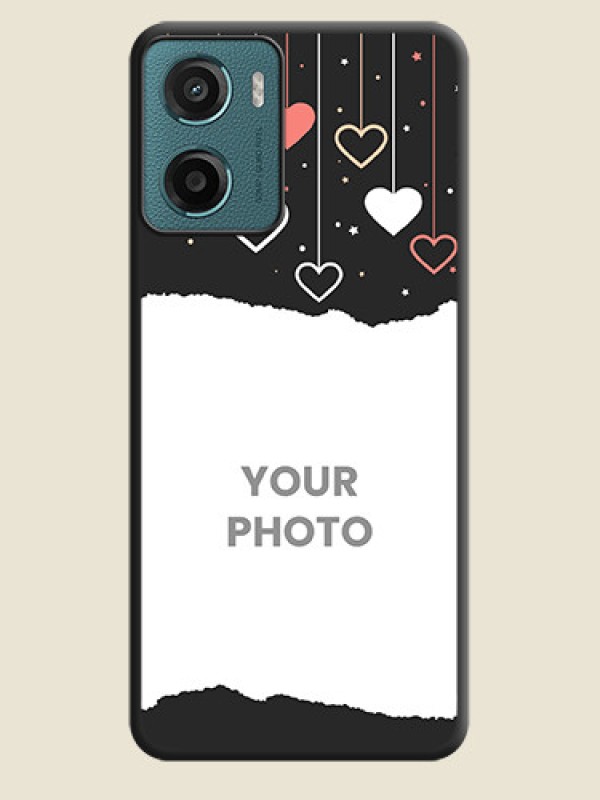 Custom Love Hangings with Splash Wave Picture On Space Black Custom Soft Matte Mobile Back Cover - Motorola E15 - alternate view