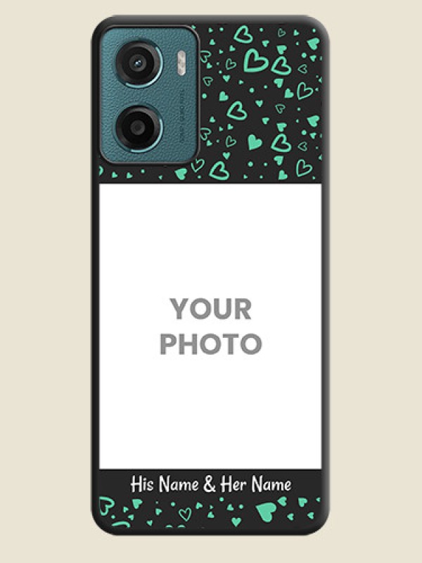 Custom Sea Green Indefinite Love Pattern on Photo On Space Black Custom Soft Matte Mobile Back Cover - Motorola E15 - alternate view
